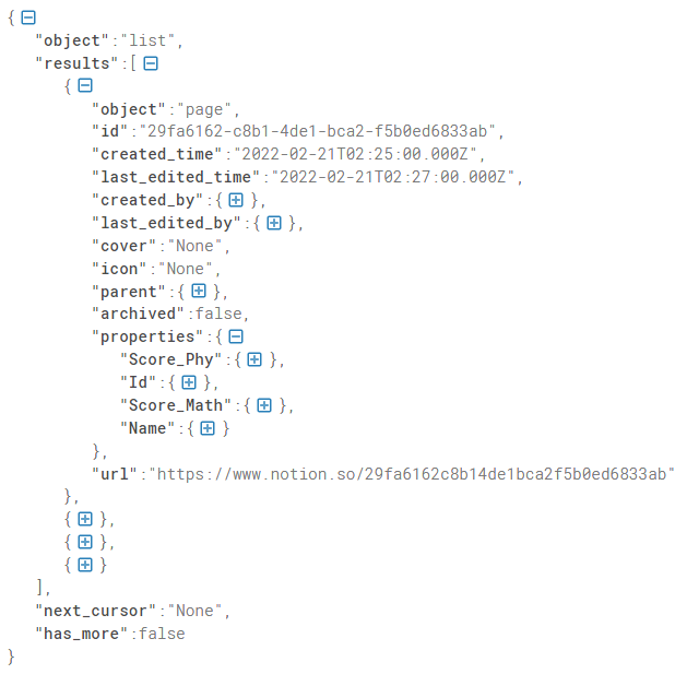 Notion Table JSON